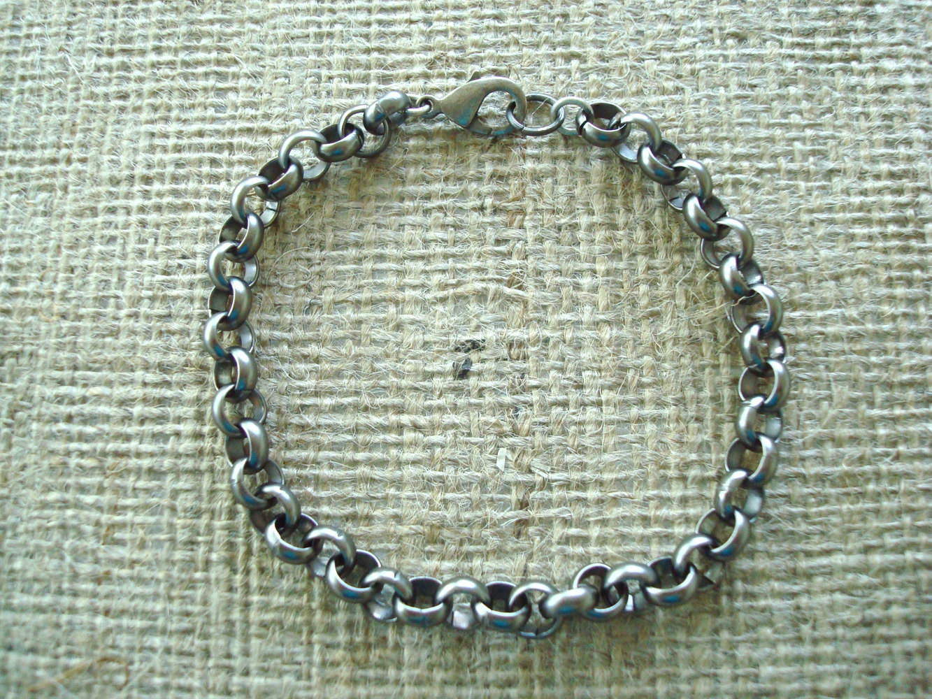 Men's Copper, Brass, Brushed Silver, Or Gunmetal Chain Bracelet. Simple